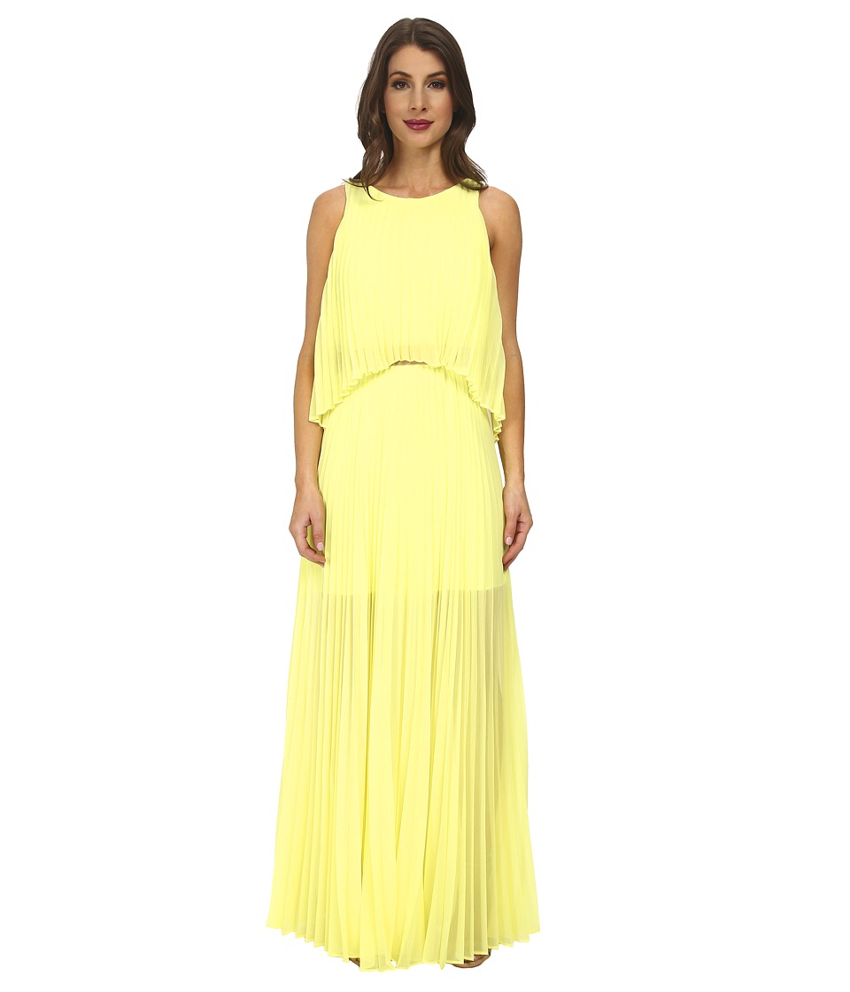 BCBGMAXAZRIA Shaina Sleeveless Pleated Gown (Bright Citron) Women