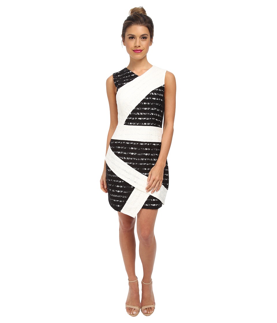 BCBGMAXAZRIA Dalia Sleeveless Dress with Asymmetric Hem (White Combo) Women
