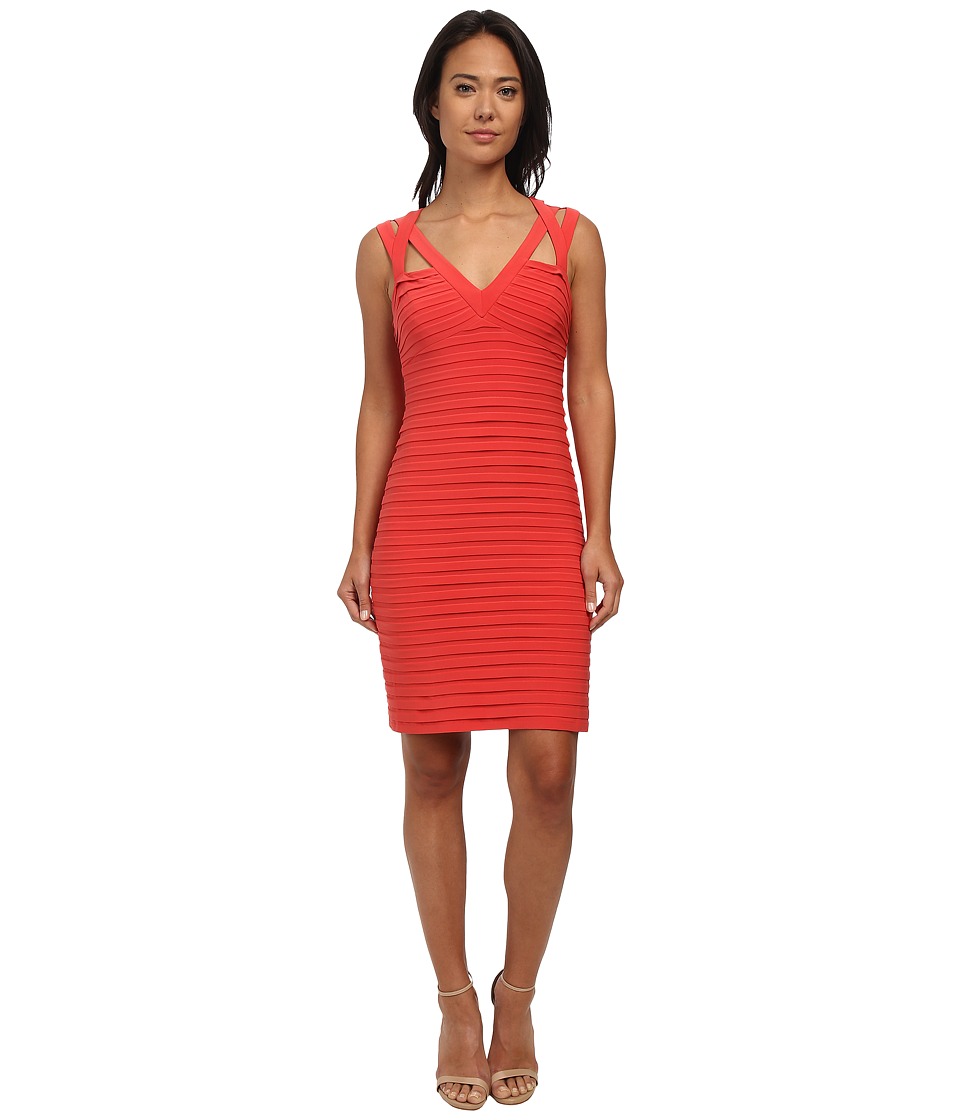 Adrianna Papell Banded Cut Away Shoulder Detail (Flame) Women