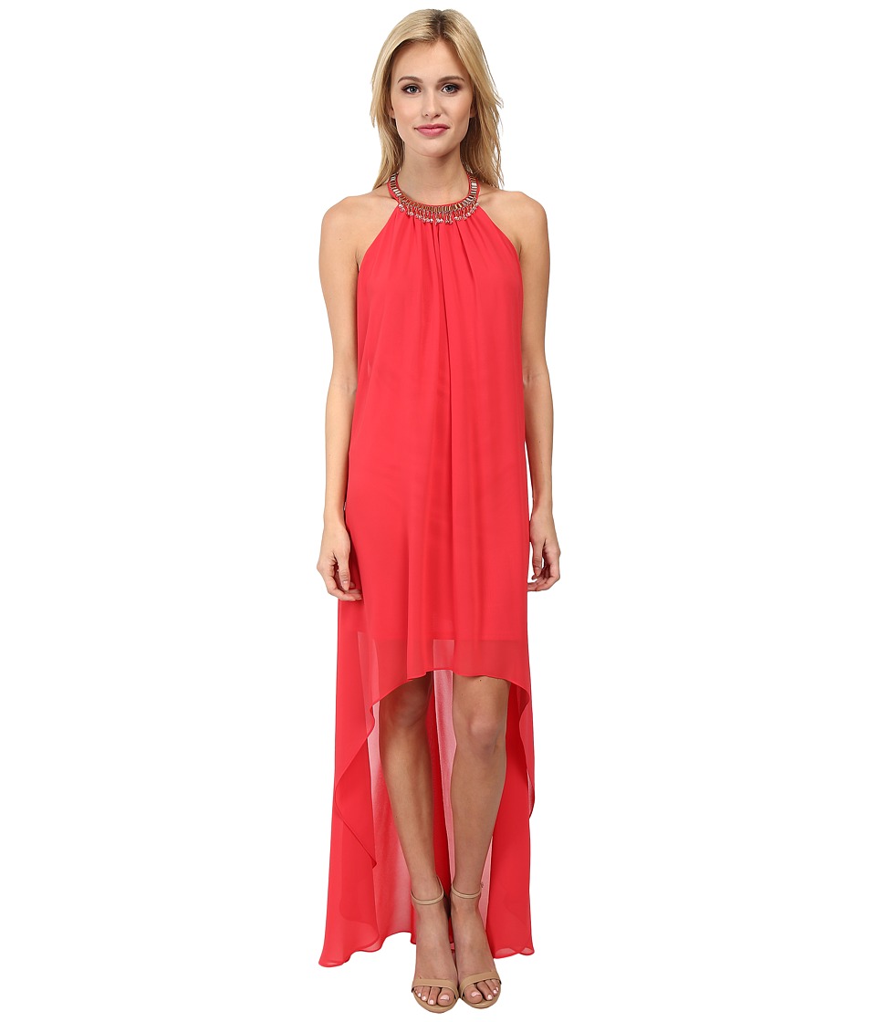 Laundry by Shelli Segal Hi Multi Chiffon Sleeveless Hi-Low Dress (Coral Rage) Women