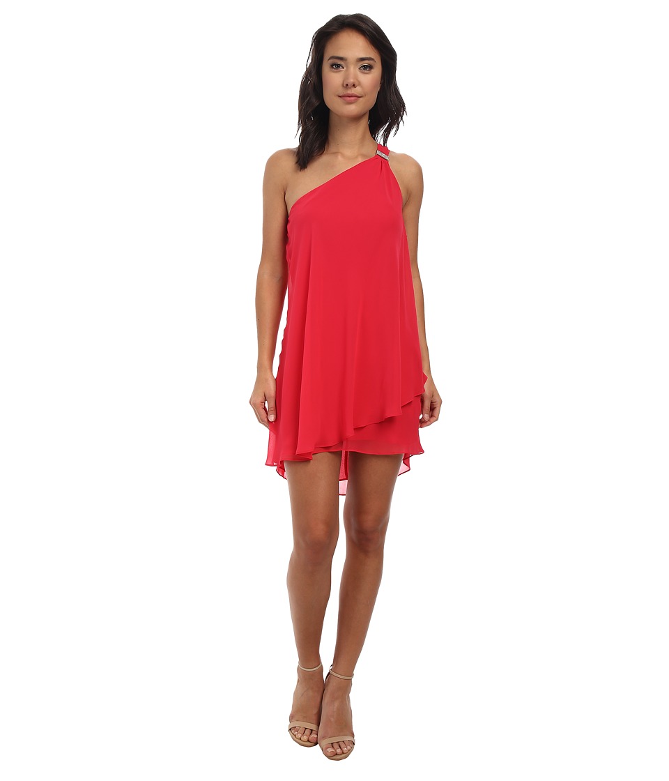 Laundry by Shelli Segal Draped Chiffon Cocktail Dress (Barberry) Women