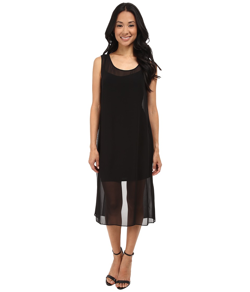 Laundry by Shelli Segal Tank Dress with Chiffon Overlay (Black) Women
