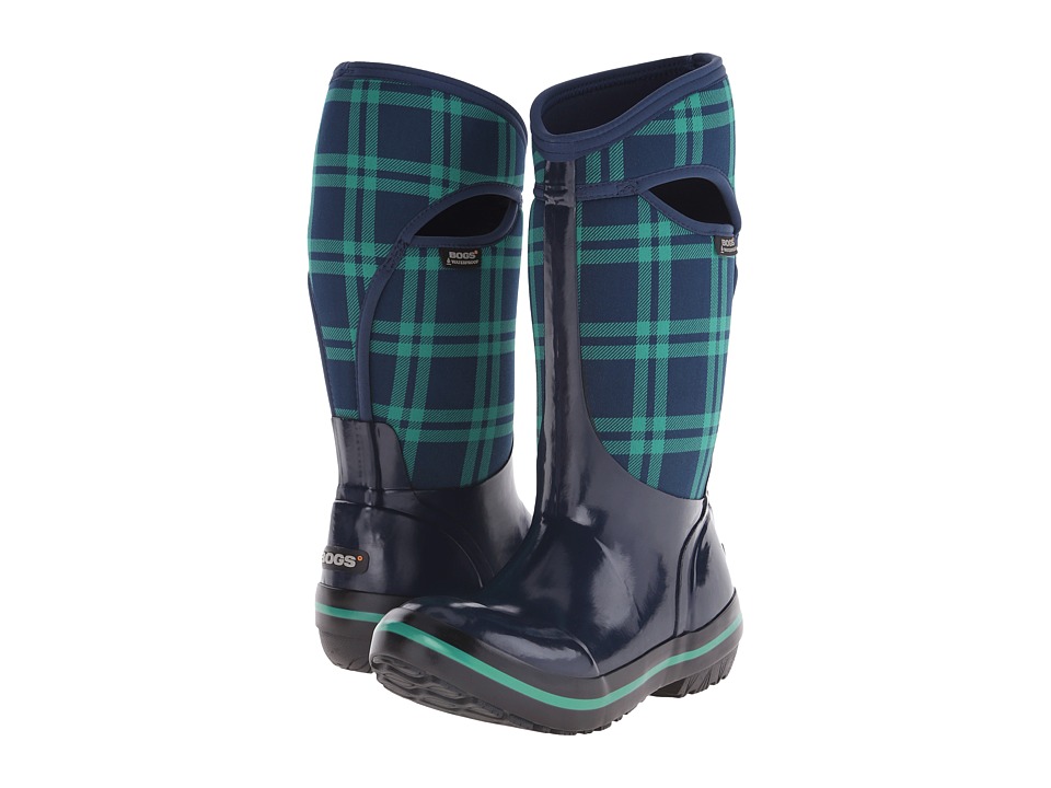 Bogs Plimsoll Plaid Tall (Dark Blue) Women