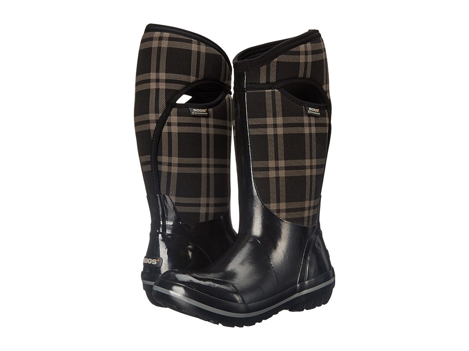 Bogs Plimsoll Plaid Tall (Black) Women