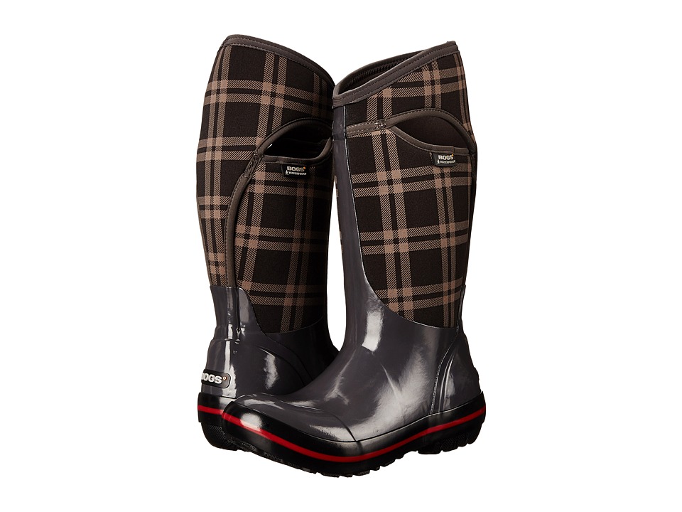 Bogs Plimsoll Plaid Tall (Dark Gray) Women