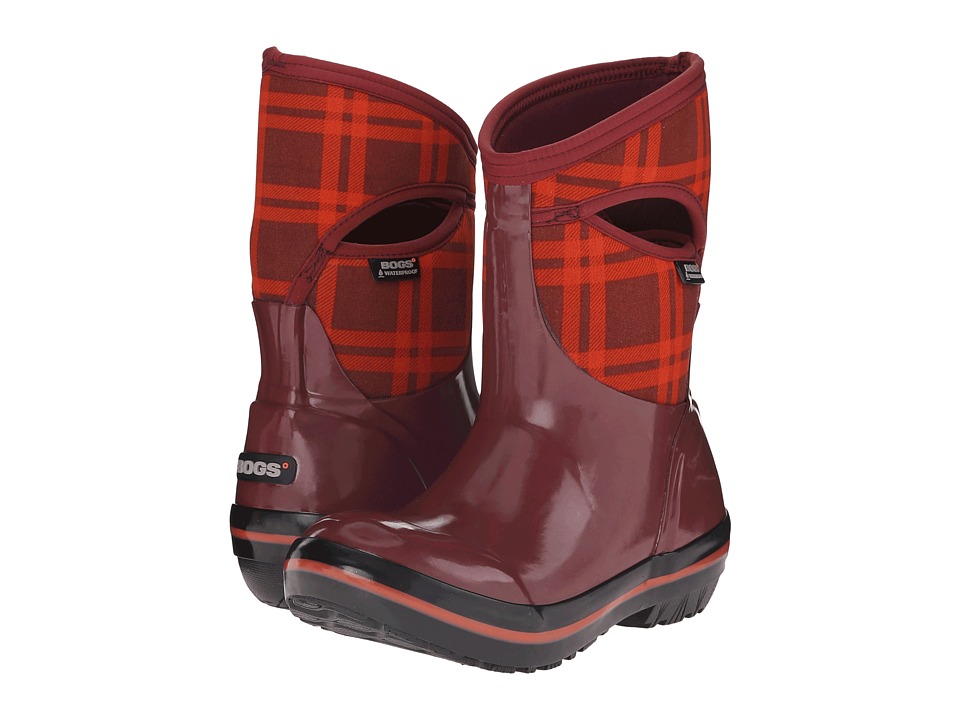 Bogs Plimsoll Plaid Mid (Ox Blood) Women