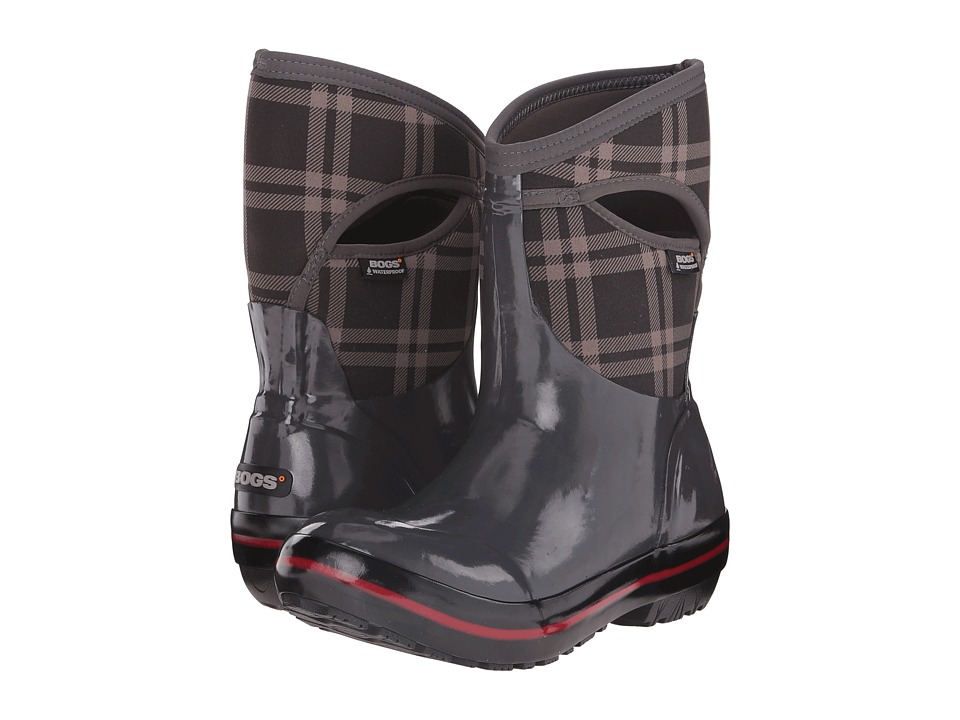 Bogs Plimsoll Plaid Mid (Dark Gray) Women