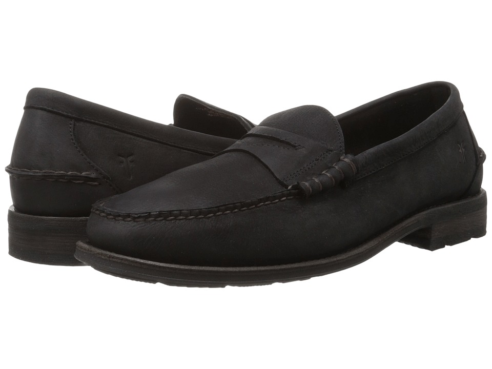 Frye Adam Penny (Black Textured Full Grain) Men