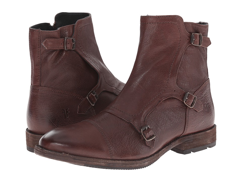 Frye Ethan Triple Monk (Dark Brown Buffalo Leather) Men
