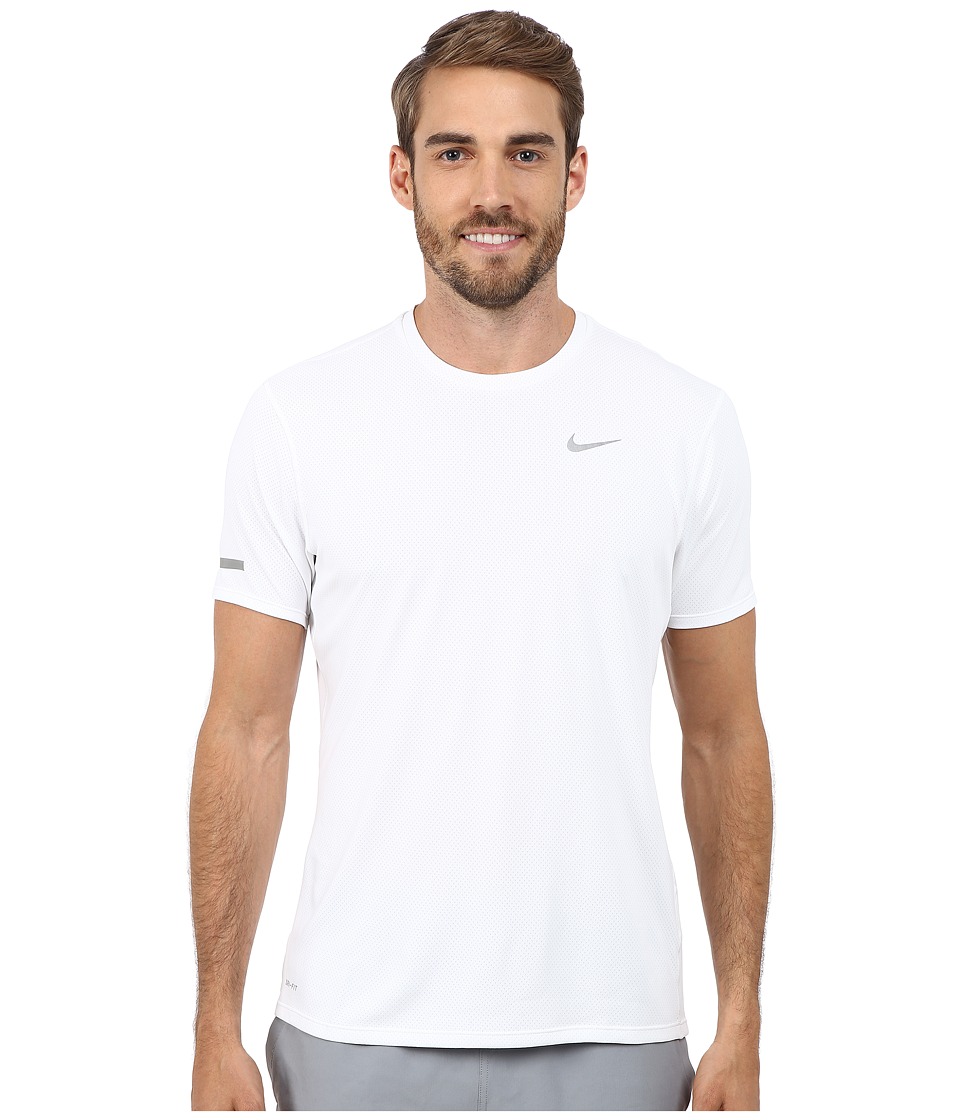 Nike Dri-FITtm Contour S/S Running Shirt (White/Reflective Silver) Men