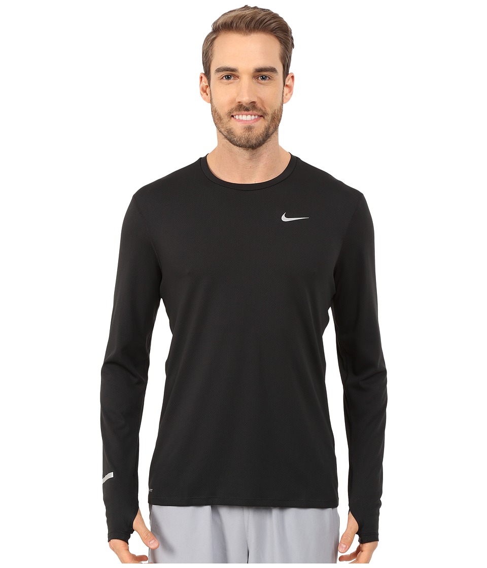 Nike Dri-FITtm Contour L/S Running Shirt (Black/Reflective Silver) Men