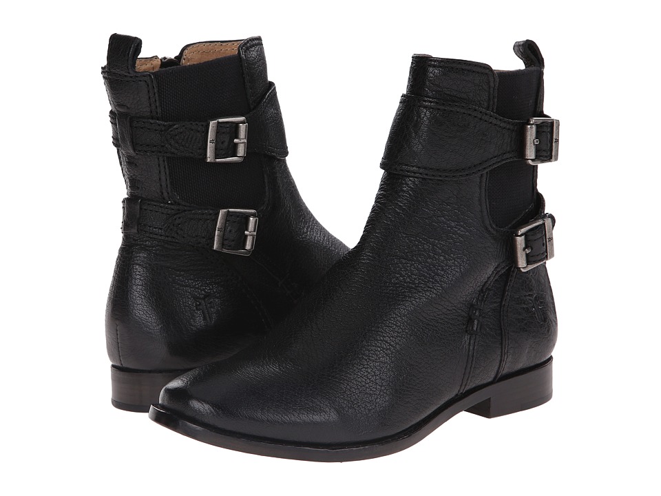 Frye Anna Gore Short (Black Buffalo Leather) Cowboy Boots