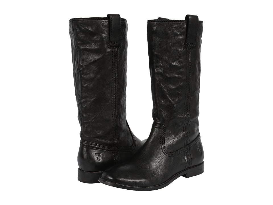 Frye Anna Mid Pull On (Black Antique Soft Vintage) Cowboy Boots