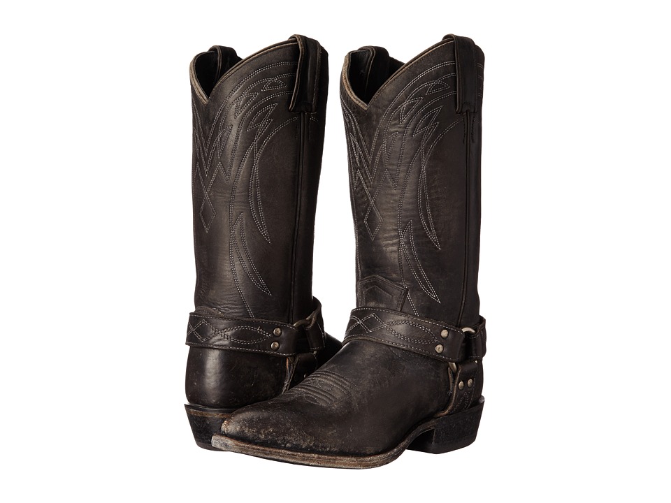 Frye Billy Harness (Black Smooth Stonewash) Cowboy Boots