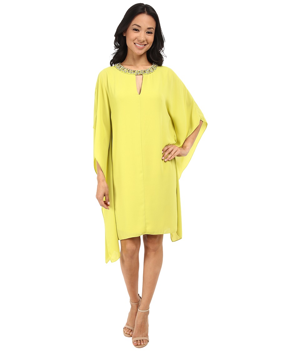 Vince Camuto Chiffon Dress with Beaded Neckband (Citron) Women