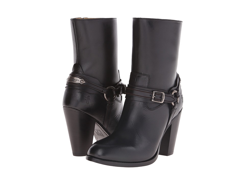 Frye - Jenny Plate Short (Black Smooth Full Grain) Cowboy Boots
