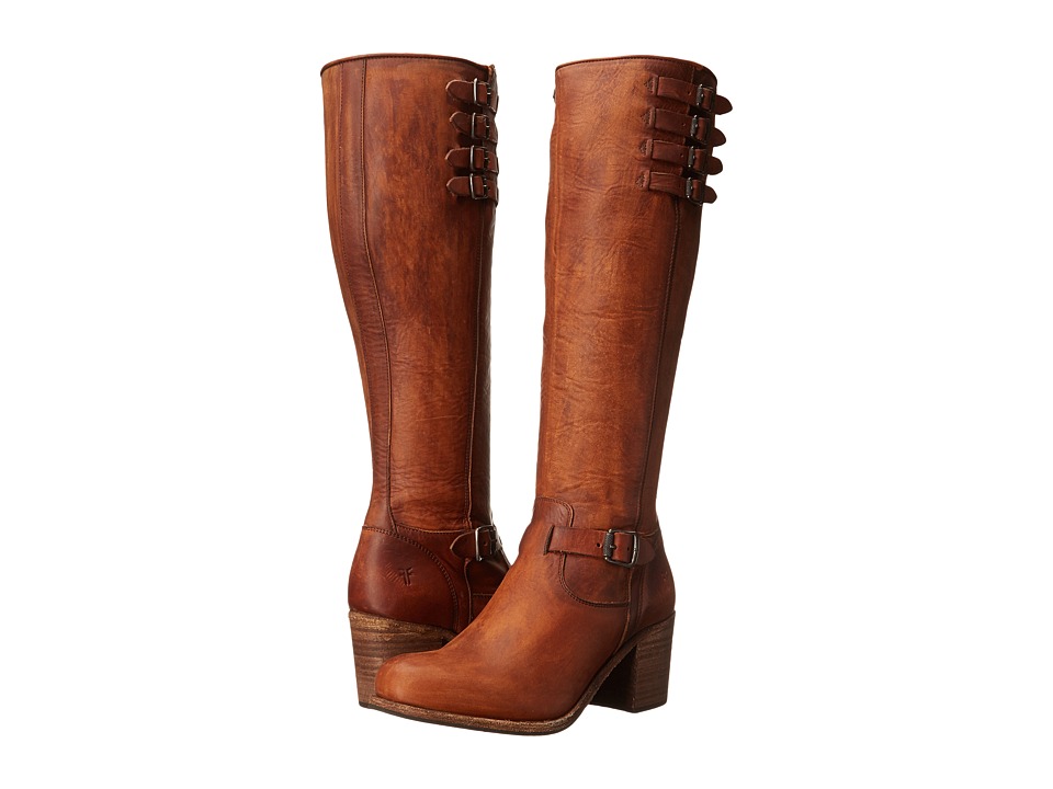 Frye Kelly Belted Tall (Cognac Washed Oiled Vintage) Cowboy Boots