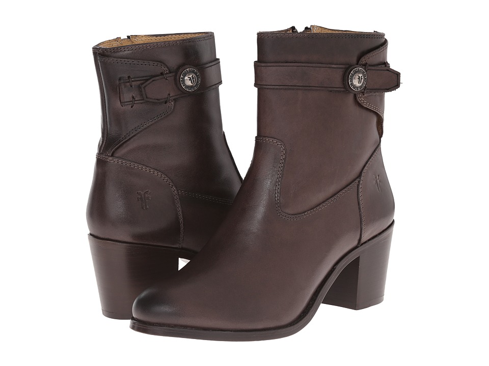 Frye - Malorie Button Short (Dark Grey Smooth Vintage Leather) Cowboy Boots