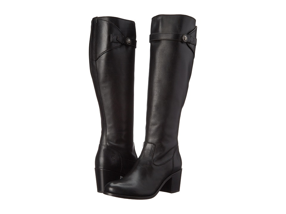 Frye Malorie Button Tall (Black Smooth Vintage Leather) Cowboy Boots