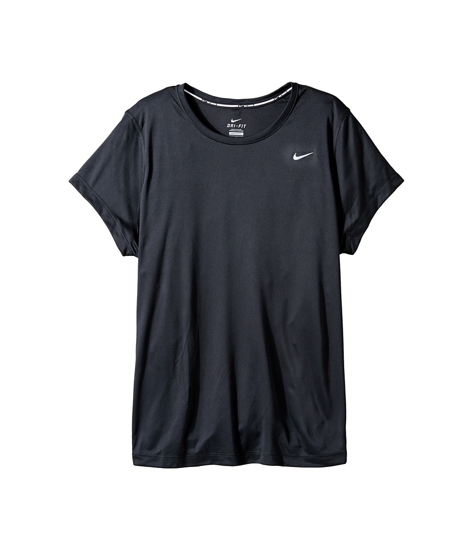 Nike Miler Short-Sleeve Running Top (Size 1X-3X) (Black/Reflective Silver) Women