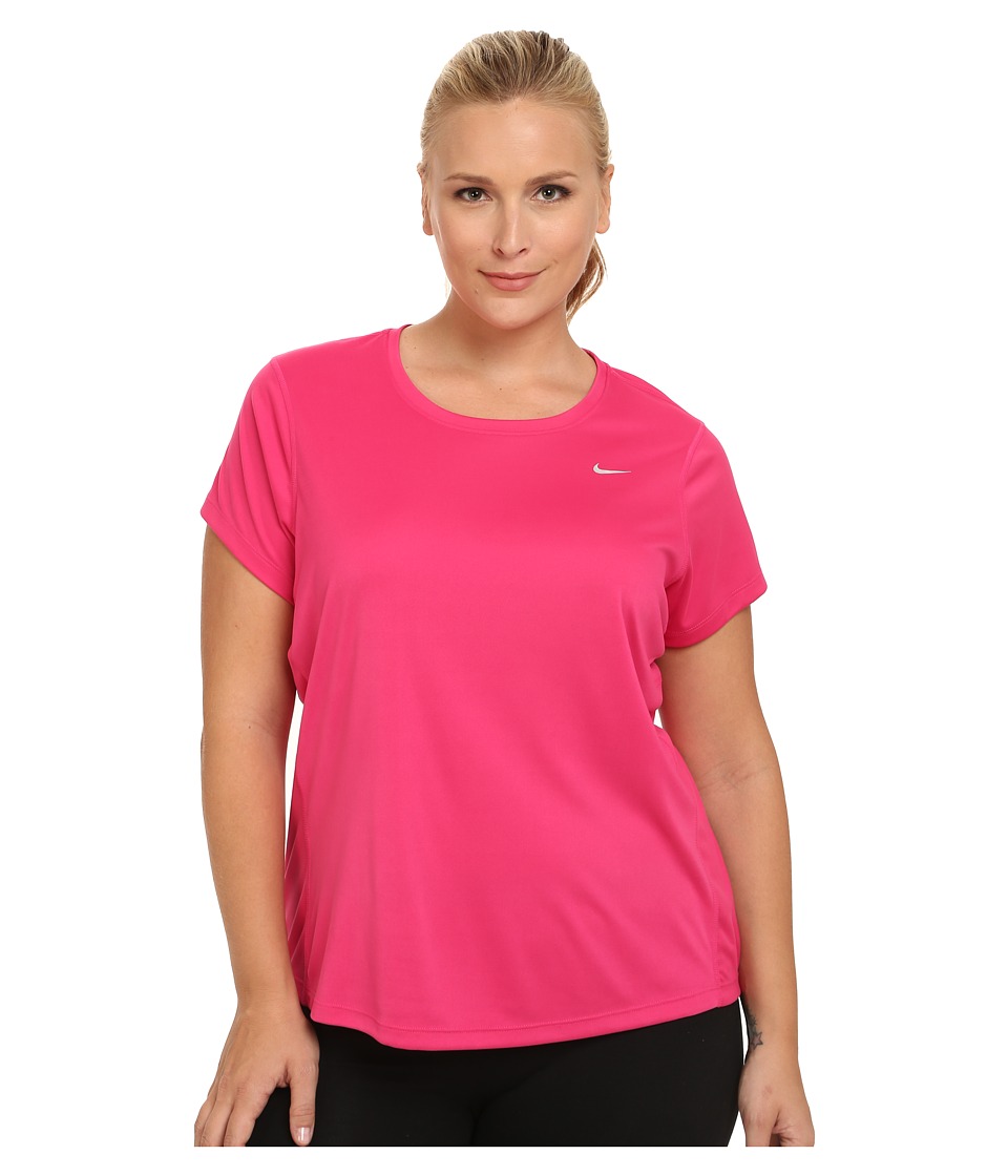 Nike Miler Short-Sleeve Running Top (Size 1X-3X) (Vivid Pink/Reflective Silver) Women