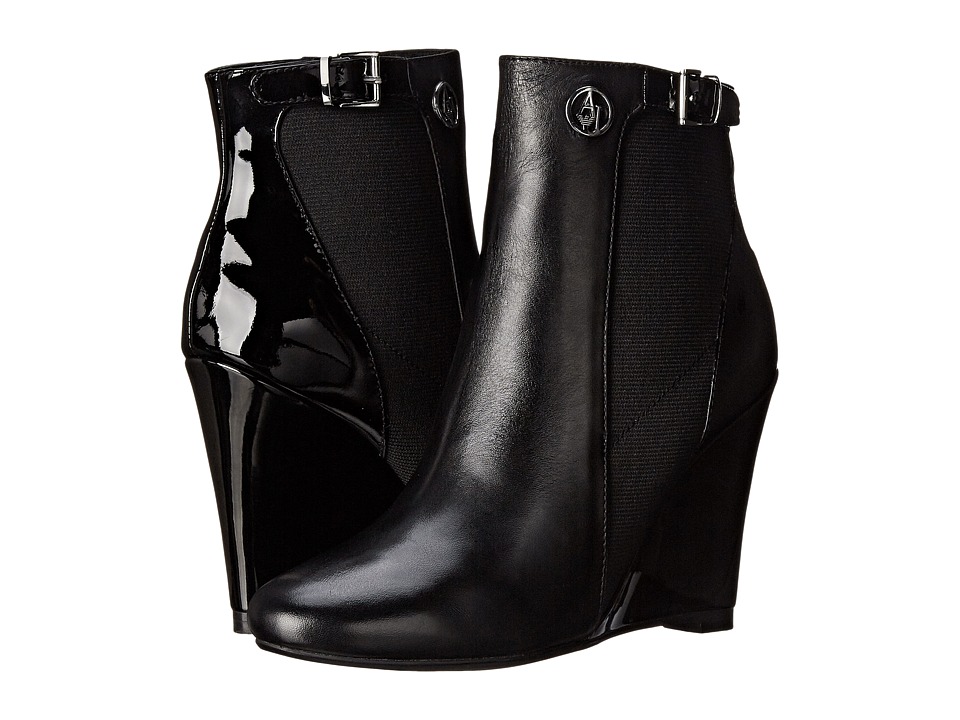 Armani Jeans Wedge Ankle Boot (Black) Women
