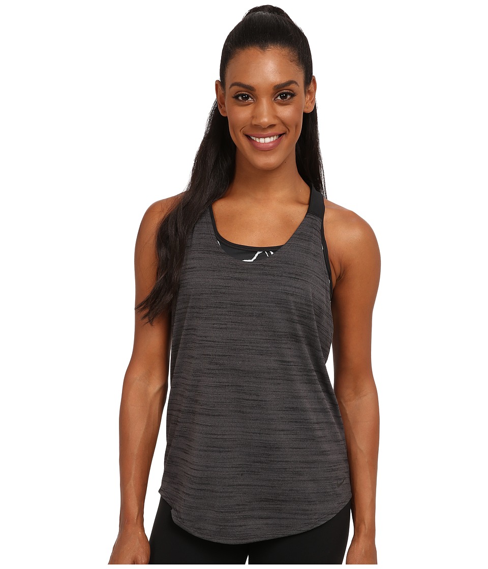 Nike Dri-FITtm Elastika Heathered Tank Top (Anthracite/Black/Black) Women