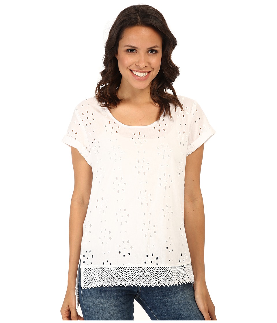 Karen Kane Eyelet Lace Tee (Off White/Black) Women