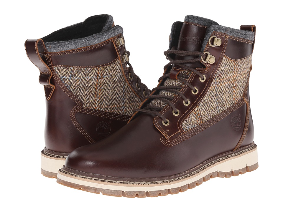 Timberland - Britton Hill 6 Warm Lined Leather and Fabric Boot (Brown Full Grain/Harris Tweed Wool Fabric) Men