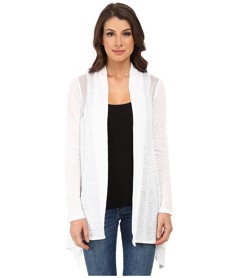 DKNYC Flowy Knit Covering w/ Mesh Piecing (White) Women