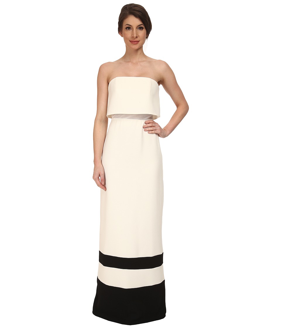 ABS Allen Schwartz Strapless Gown w/ Stripe Hem (Cream) Women