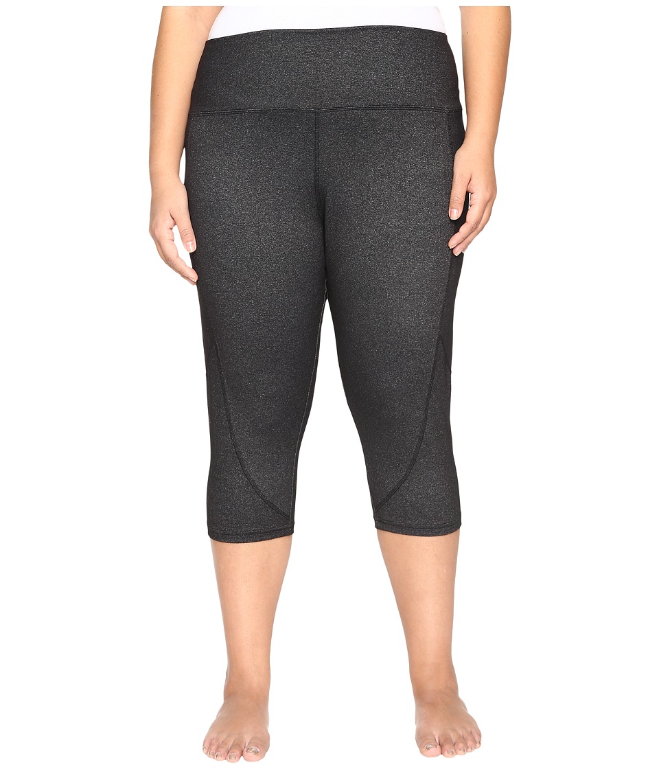 Marika Curves Plus Size Slimming High Rise Capri Leggings (Heather Black) Women