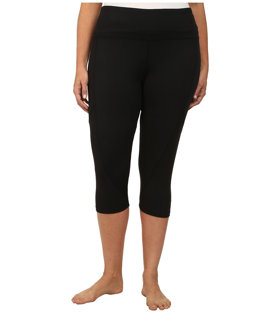 Marika Curves Plus Size Slimming High Rise Capri Leggings (Black) Women