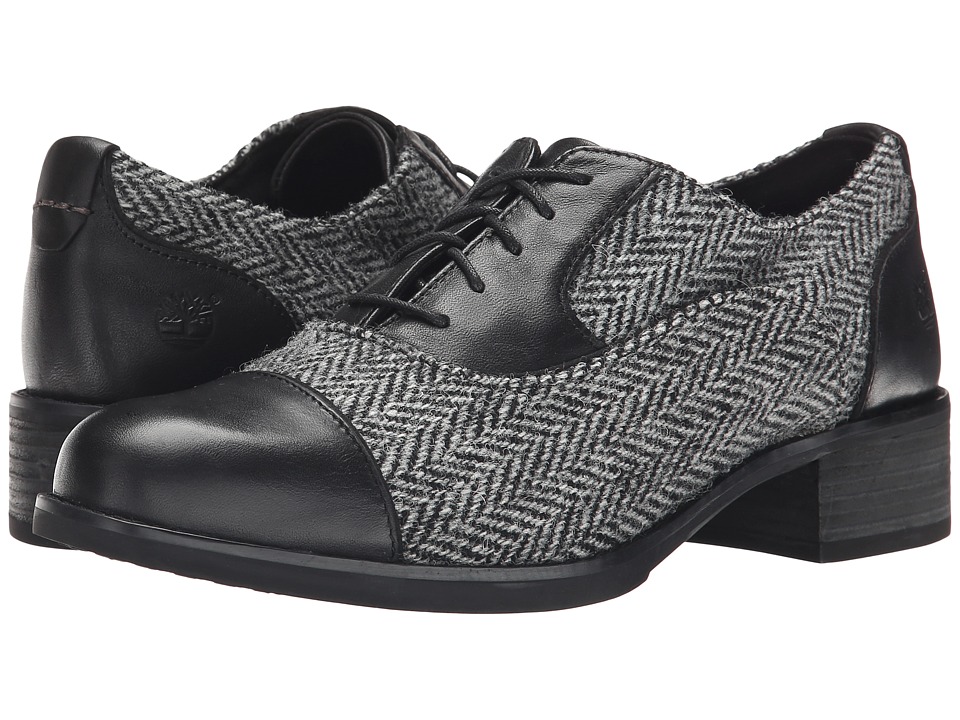 Timberland - Beckwith Fabric and Leather Lace Oxford (Black Smooth/Grey Harris Tweed Wool) Women