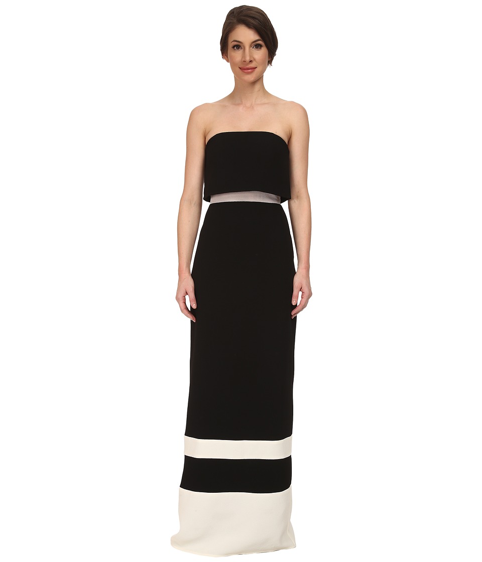 ABS Allen Schwartz Strapless Gown w/ Stripe Hem (Black) Women
