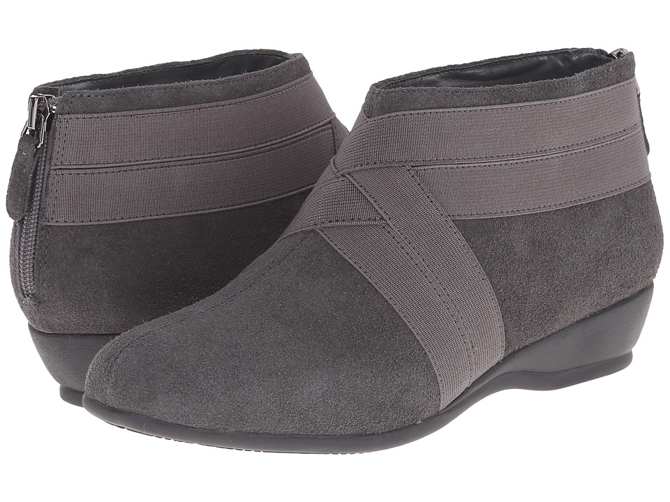 Trotters Latch (Dark Grey Cow Suede Leather/Elastic) Women