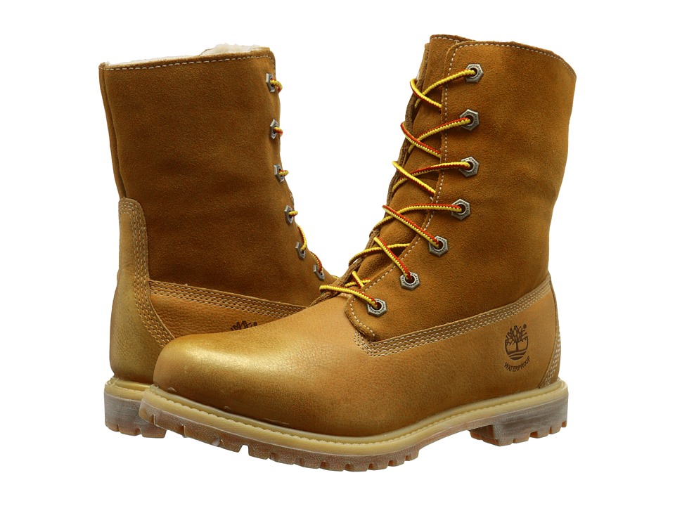 Timberland - Authentics Teddy Fleece Fold-Down (Wheat Rugged Metallic Finish) Women