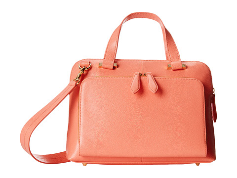 Lodis Accessories - Stephanie RFID Under Lock Key LAUREN Slim Brief Satchel (Coral) Briefcase Bags