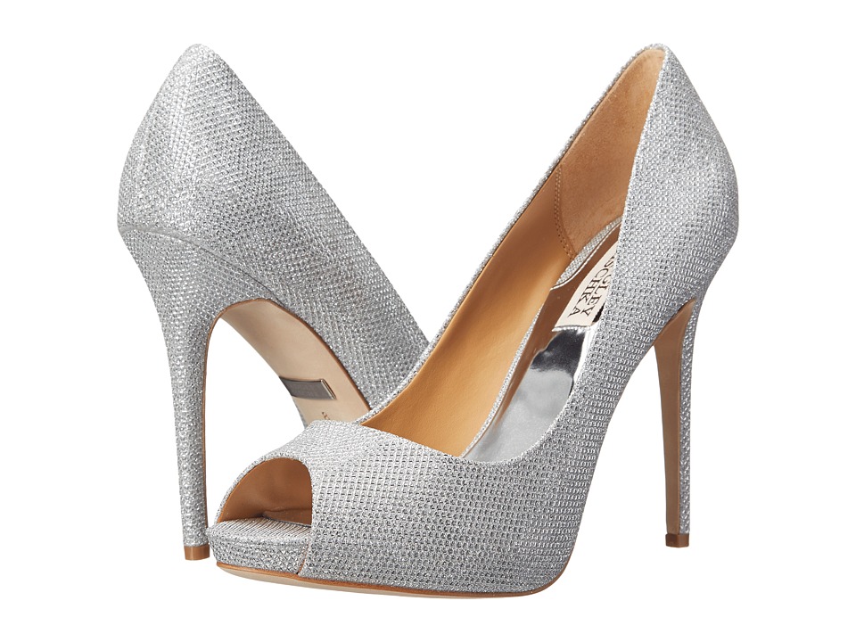 Badgley Mischka Ponderosa (Silver Diamond Drill Fabric) High Heels