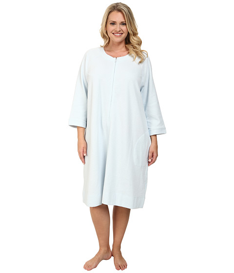 UPC 716274572357 product image for Carole Hochman - Plus Size Waffle Knit Short Zip Robe (Lake Blue) Women's Robe | upcitemdb.com
