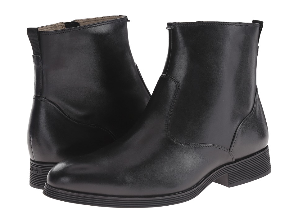 Clarks - Gabwell Zip (Black Leather) Men