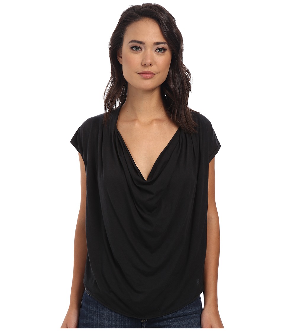Free People - Fantasy Jersey Cowl Tee (Black) Women