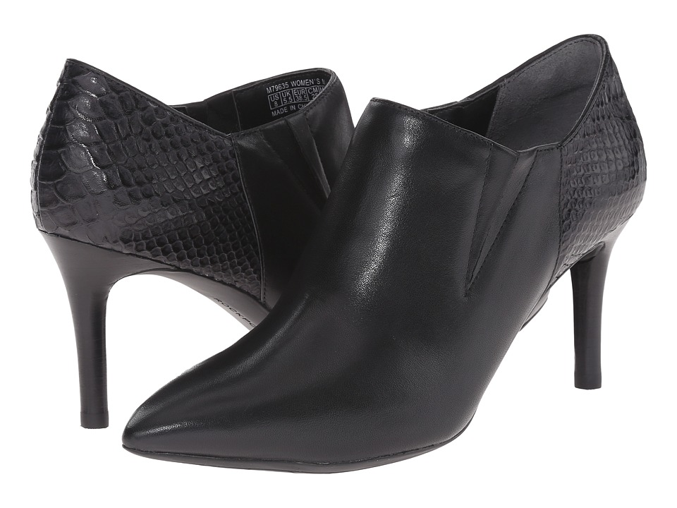 Rockport - Total Motion 75mm Pointy Toe Shootie (Black Burn Calf/Snake Emboss) Women