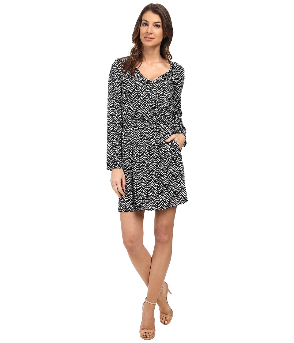 Splendid Plume Print Wrap Dress (Black) Women