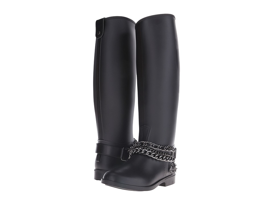 LOVE Moschino Chain Rubber Rain Boots (Black) Women