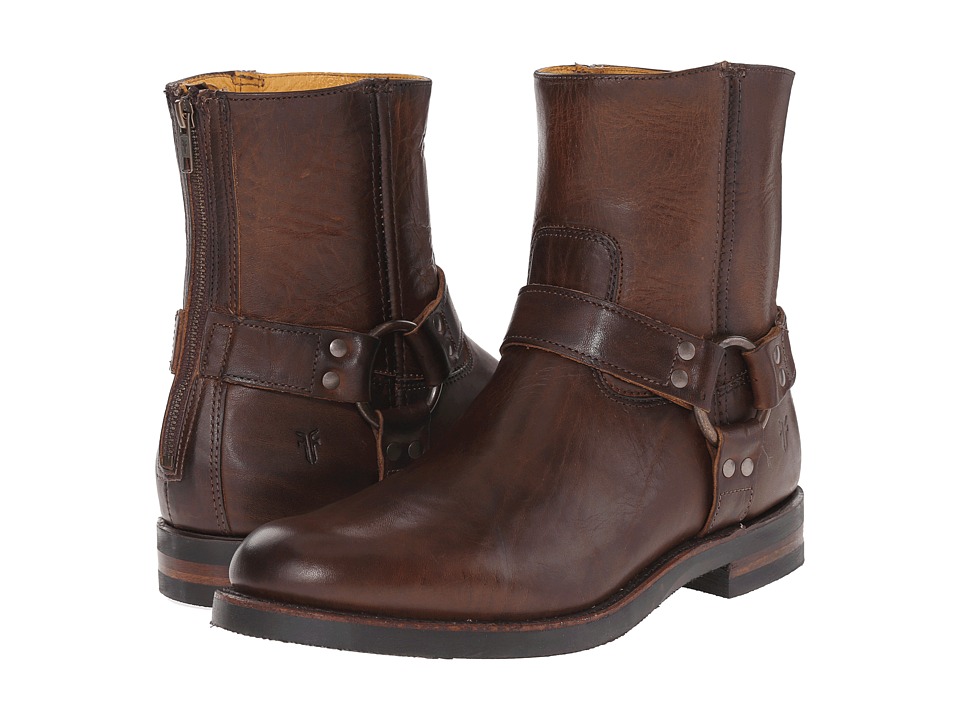 Frye Clinton Harness Back Zip (Dark Brown Oiled Vintage) Men