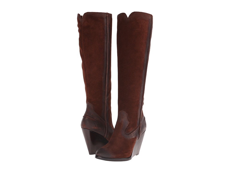 Frye Cece Seam Tall (Brown Oiled Suede) Cowboy Boots