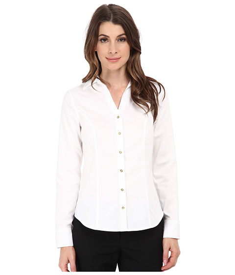 UPC 888738210522 product image for Calvin Klein - Non-Iron Knit Back Blouse (Birch) Women's Long Sleeve Button Up | upcitemdb.com