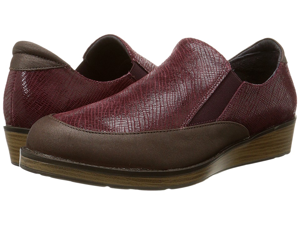 Naot Footwear Cherish (Brown Shimmer Nubuck/Reptile Burgundy Leather) Women