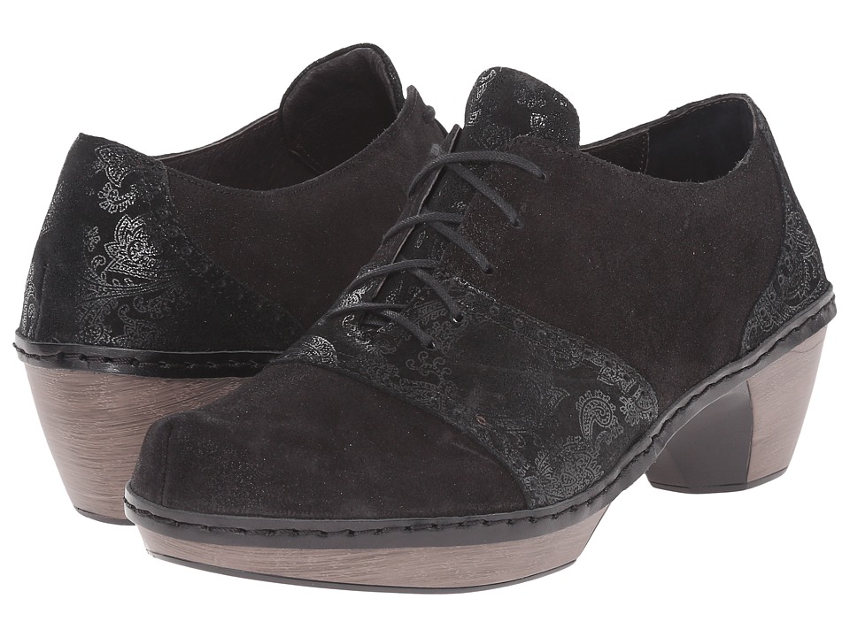 Naot Footwear Besalu (Black Lace Nubuck/Shiny Black Leather) Women